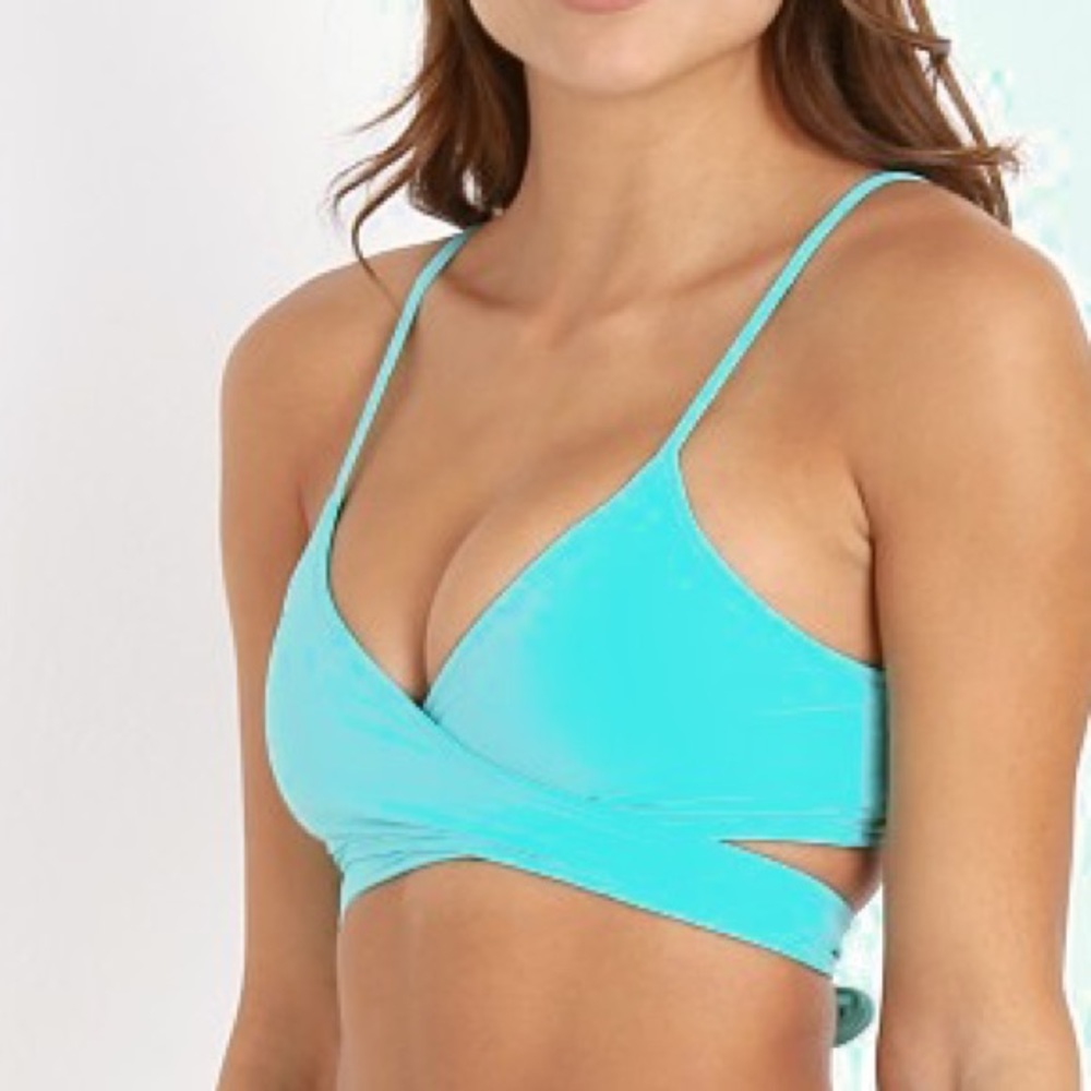 L SPACE Chloe wrap top, turquoise blue